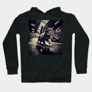 Cat on Skateboard Hoodie